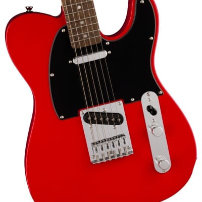 Squier Sonic 6-String Right-Handed Telecaster Guitar with Laurel Fingerboard, Poplar Body, Black Pickguard, and Maple Neck (Torino Red) image 4