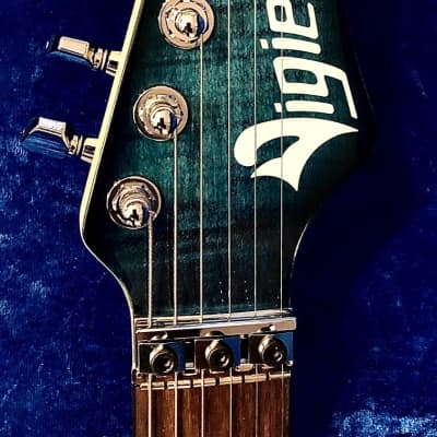 Vigier Excalibur Custom NAMM 2020 Deep Blue Flame Top Electric Guitar & Hiscox Hardshell Case image 7
