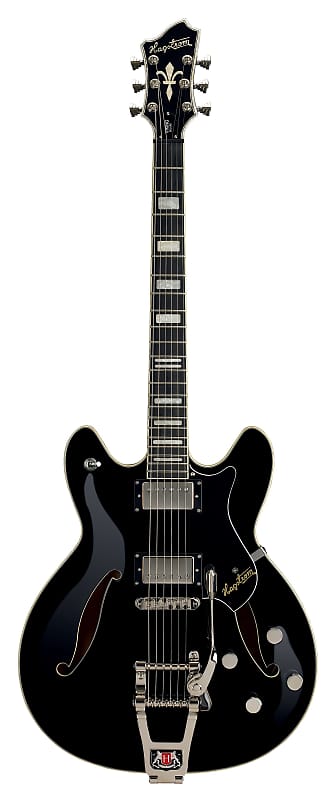 Hagstrom TREVIDLX-BLK Tremar Viking Deluxe Electric Guitar. Black TREVIDLX-BLK-U image 1