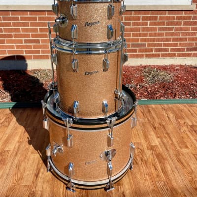 1960s Rogers Holiday Drum Set w/ Snare Pink Champagne Pearl Sparkle 20/12/14/5x14 image 2