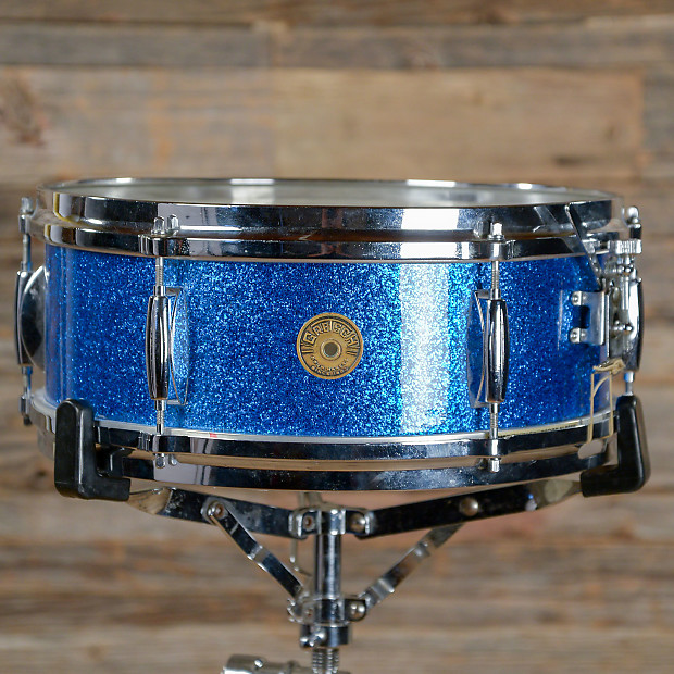 Gretsch 5.5x14 Dixieland Snare Drum Blue Sparkle Early 1960s USED