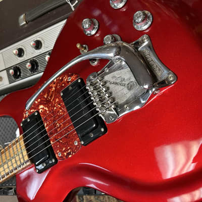 Mosrite Brass Rail electric guitar - Metallic Red image 7