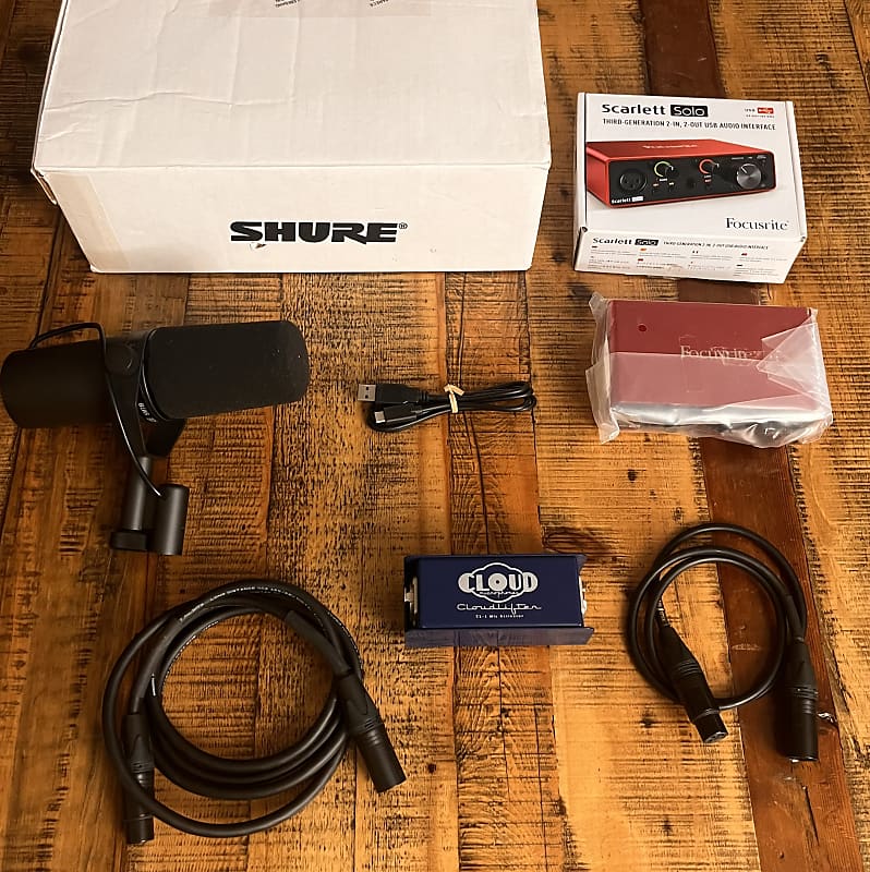 Shure sm7b with cloudlifter mic stand xlr cables interface Reverb