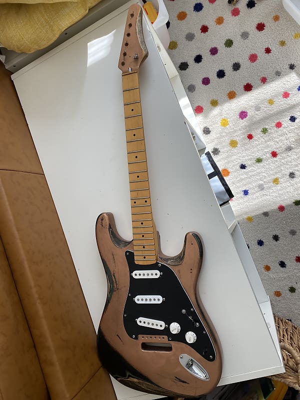 Relic’d copper Loaded guitar body Allparts pickups Reverb