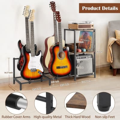 Guitar Stand 4-Tier For Acoustic, Electric Guitar, Bass, Guitar Rack Holder Floor Adjustable For Multiple Guitars, Guitar Amp Accessories, Guitar Holder Display For Room Home Studio (Patent) image 3