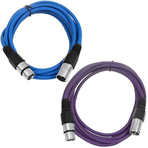 Seismic Audio SAXLX-10-BLUEPURPLE XLR Male to XLR Female Patch Cables - 10' (2-Pack) image 1