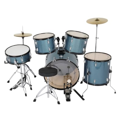 MCH Full Size Adult Drum Set 5-Piece Black with Bass Drum, two Tom Drum, Snare Drum, Floor Tom, 16" Ride Cymbal, 14" Hi-hat Cymbals, Stool, Drum Pedal, Sticks 2020s image 12