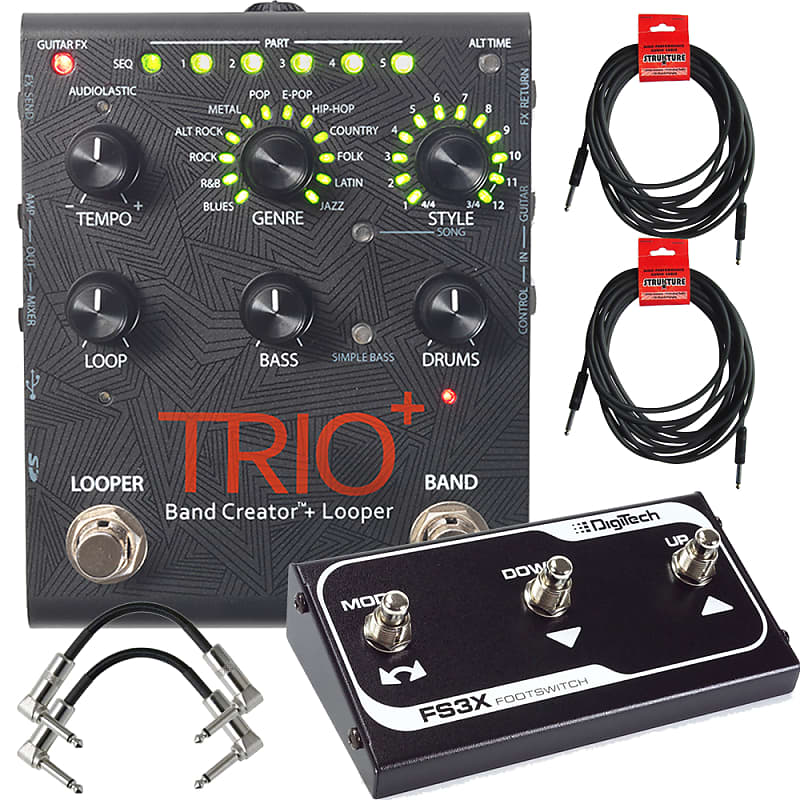 DigiTech Trio+ Band Creator & Looper Guitar Pedal w/ FS3X 3-Button Foot Switch Cables & Power Supply image 1