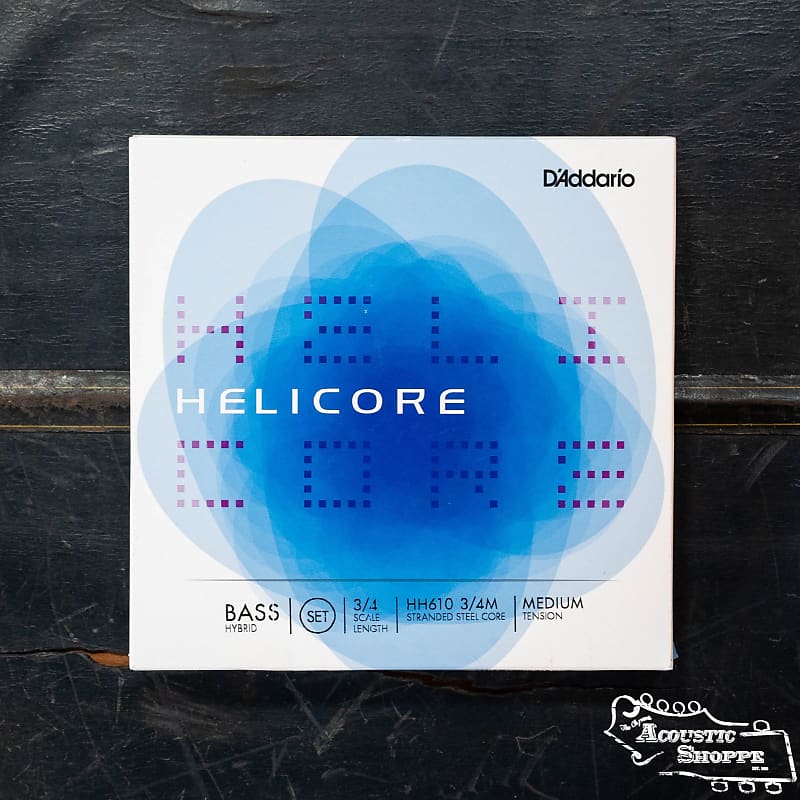 D'Addario HH610 3/4M Helicore Hybrid Bass String Set 3/4 Scale Medium Tension image 1