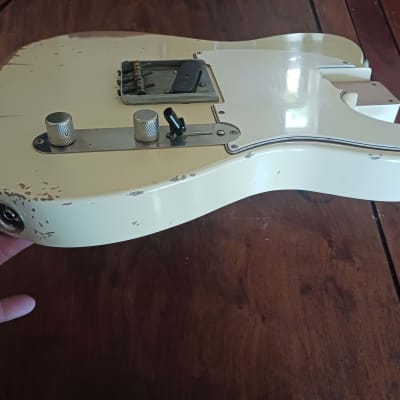 Melody Custom Guitars Olympic White Relic Aged Esquire Telecaster Body, Loaded. 1998 image 3