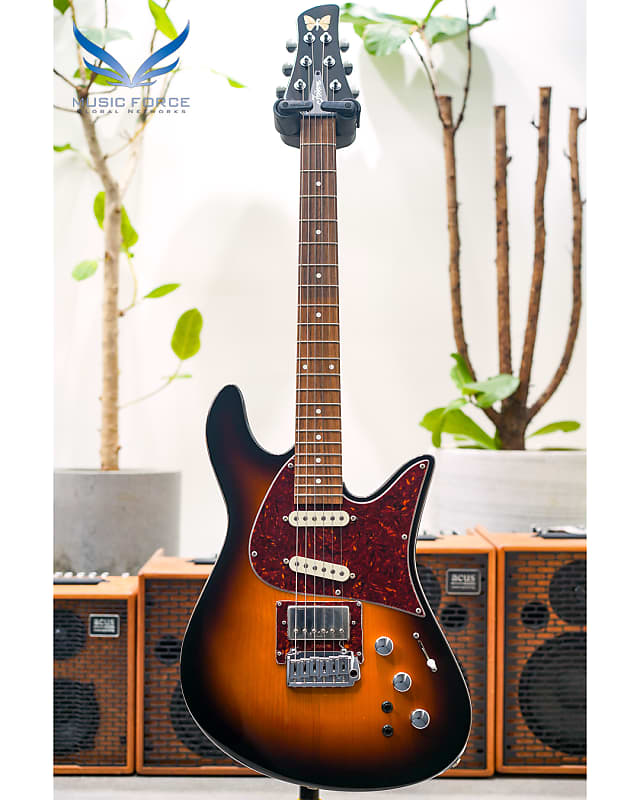 Fodera Emperor Standard Classic Guitar HSS-Tobacco Burst w/Tortoise PG, Black Headstock image 1