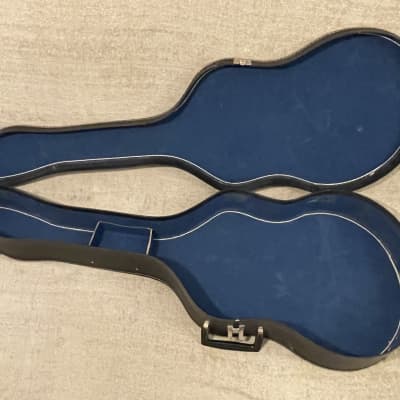 Original Vintage 60’s-70’s Harmony Rebel Acoustic Electric Guitar Case / Case Only Black Faux Ostrich w Blue Interior image 1