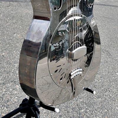 Rogue Classic Brass Body Roundneck Resonator Guitar with Custom Installed Pickup and Hardshell Case - PV MUSIC Inspected Setup and Tested - Plays / Sounds / Looks Great image 8