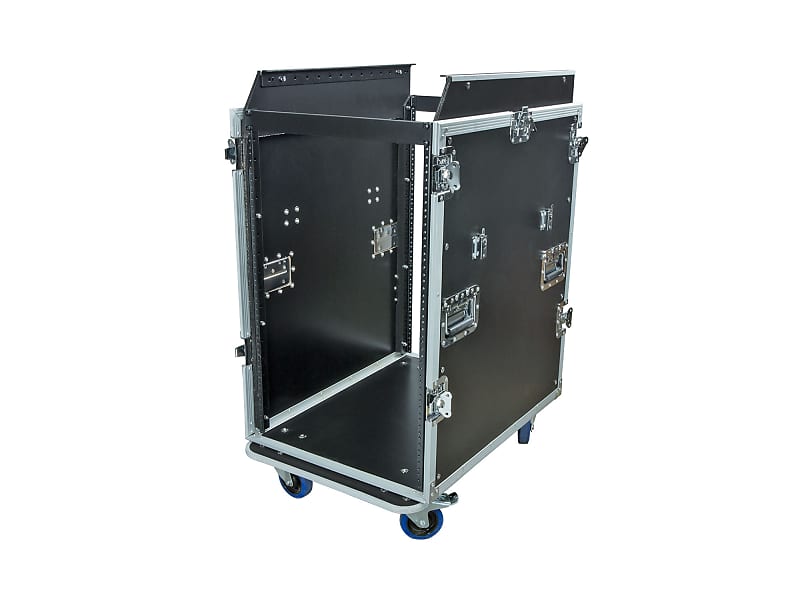 OSP MC14U-16SL 16 Space ATA Mixer/Amp Rack for High-Back Mixing Consoles, 14-Space Rack Depth with Attached Standing Lid Table image 1