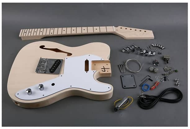 Unbranded Tele Thinline Style Semi Hollow Body Electric Guitar DIY Kit Natural Unfinished image 1