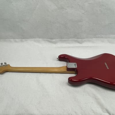 2021 Fender Noventa Stratocaster Guitar Crimson Red Transparent image 4