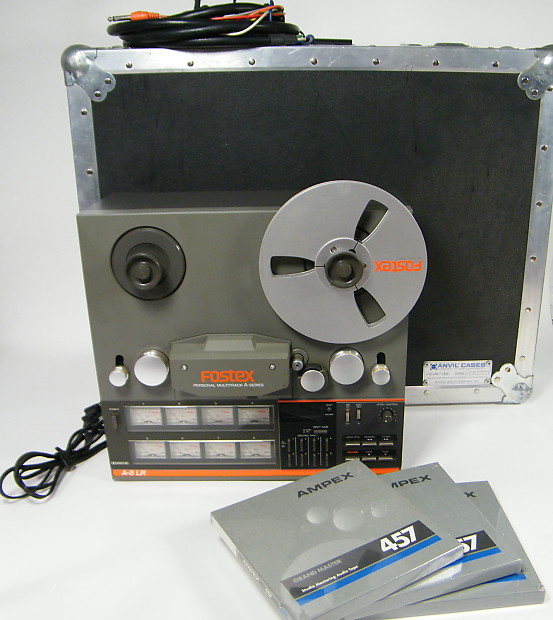 Fostex A8-LR 8 Track 1/4 Inch Tape Machine; 15 IPS w/ Snake, NOS 457 Reels  & Anvil Case 1980's