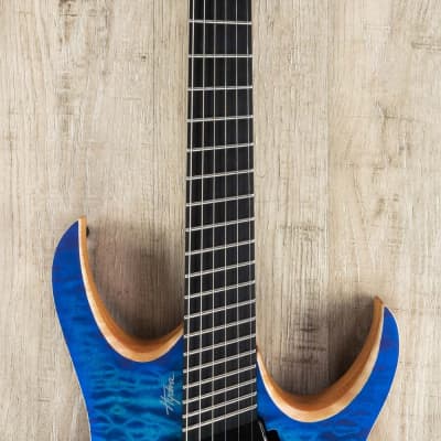Mayones Hydra Elite VF 6 Multi-Scale Headless Guitar, Blue Satin, Quilt Maple Top, Fishman Fluence image 4