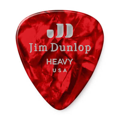 Dunlop 483R09HV Celluloid Red Pearloid Pick Heavy 72 Picks RED PEARLOID image 1
