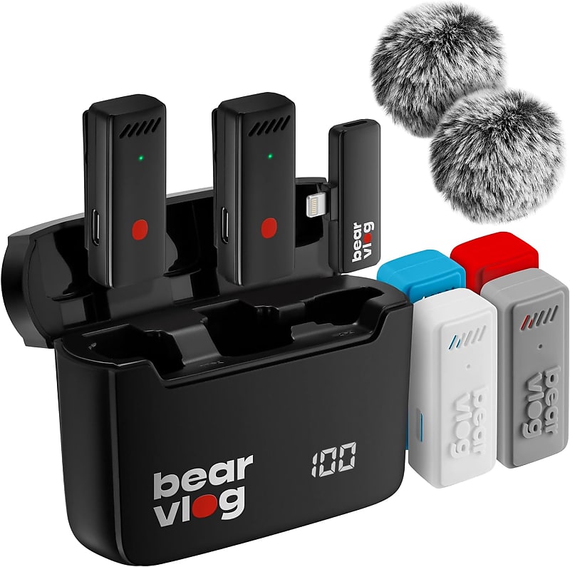 Wireless Microphone Set for iPhone 2 Portable Lavalier Reverb