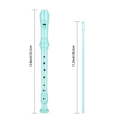 Soprano Recorder For Kids Beginners, German Style C Key 8 Holes Recorder Instrument Abs 3-Piece With Cleaning Kit & Fingering Chart, Blue image 2