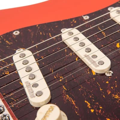 Vintage ReIssued Series V6MFR Strat Style Guitar - Firenza Red image 4