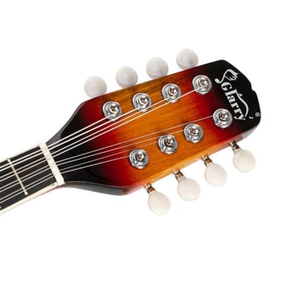 Glarry A Style 8-String Acoustic Mandolin Flatback Acoustic Mandolin with Pick Guard Sunset Color image 11