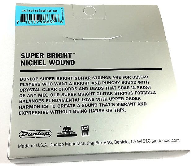 Dunlop Super Bright Guitar Strings Electric 3 Pack 10 52 Nickel