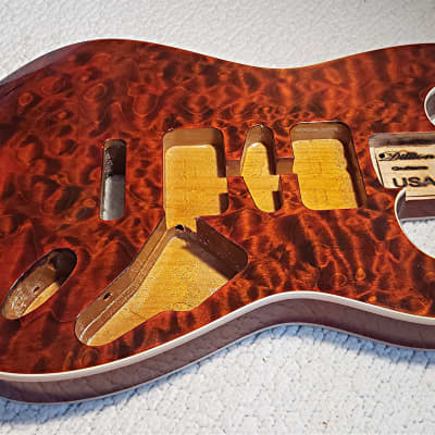 USA made,Double bound Alder body in Tigers eye with Killer quilt maple top.Made for a Strat body# TES-1. Free Pick guards while supplies last.. image 3