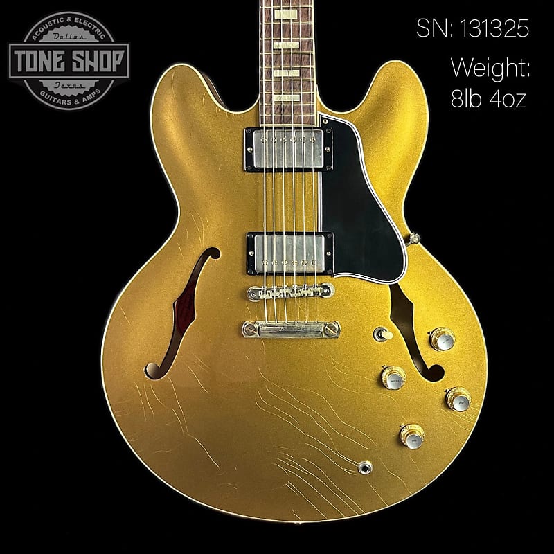 Mint Gibson Custom Shop Made 2 Measure 1964 ES-335 Reissue Double Gold w/Black Stinger Murphy Lab Ultra Light Aged w/case image 1