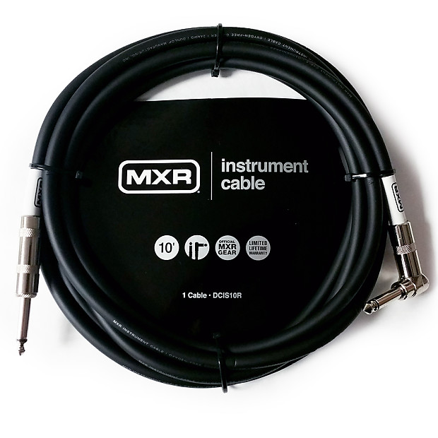 MXR DCIS10R 1/4" TS Straight to Right-Angle Instrument/Gutiar Cable - 10' image 1