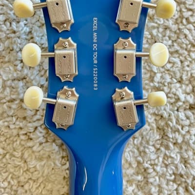 D'Angelico Excel Mini DC Semi-Hollow Body Elec Guitar, Slate Blue, DAEMDCTSLBSNS image 6