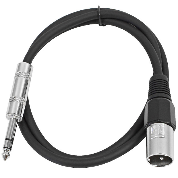 Seismic Audio SATRXL-M3BLACK XLR Male to 1/4" TRS Male Patch Cable - 3' image 1