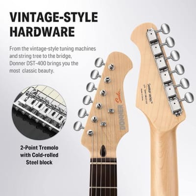 39 Inch Solid Body Electric Guitar Stratocaster Style Kit with Bag, Cable, Strap Full Kit Bundle image 3