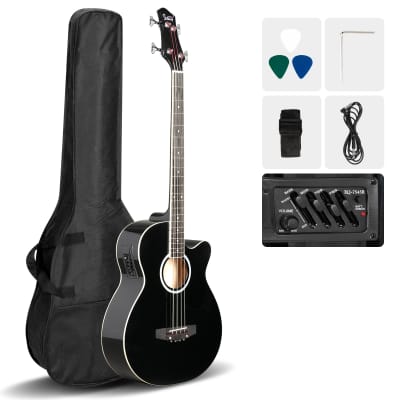 New Glarry GMB101 44.5 Inch EQ Acoustic Bass Guitar Black for sale