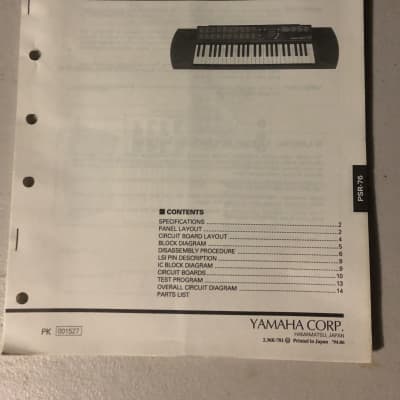 Yamaha PSR-76 Portatone Service Manual