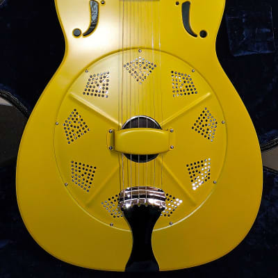 National Reso-Phonic Triolian Polychrome 14 Fret 2023 Yellow/Gold with Palm Tree Scene on Back - IN STOCK NOW! image 6
