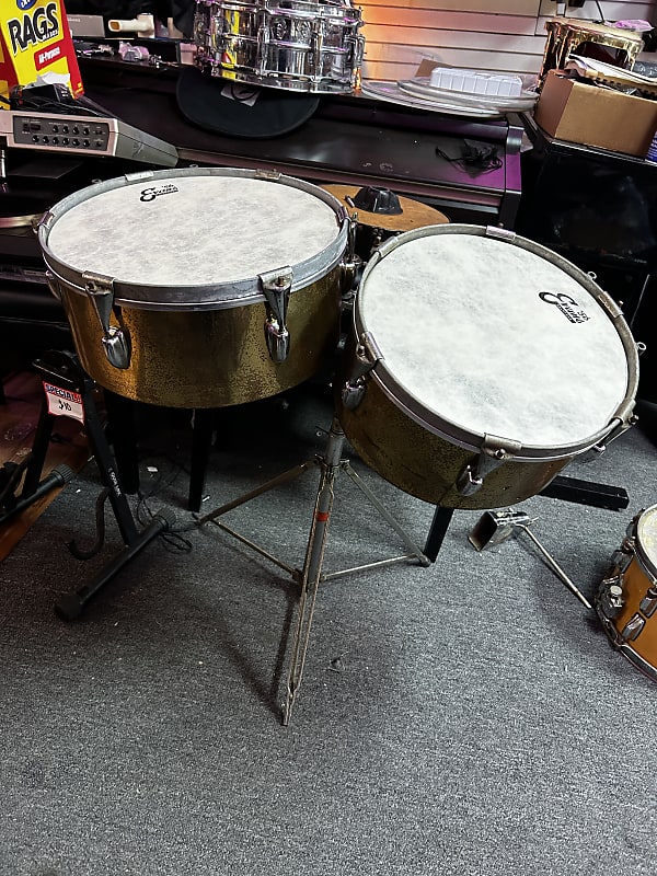 Slingerland Timbales W/ Cowbell 1970s Brass Reverb