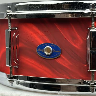Leedy 20/13/16/5x14" Vintage 60's Drum Set - Red Satin Flame image 11