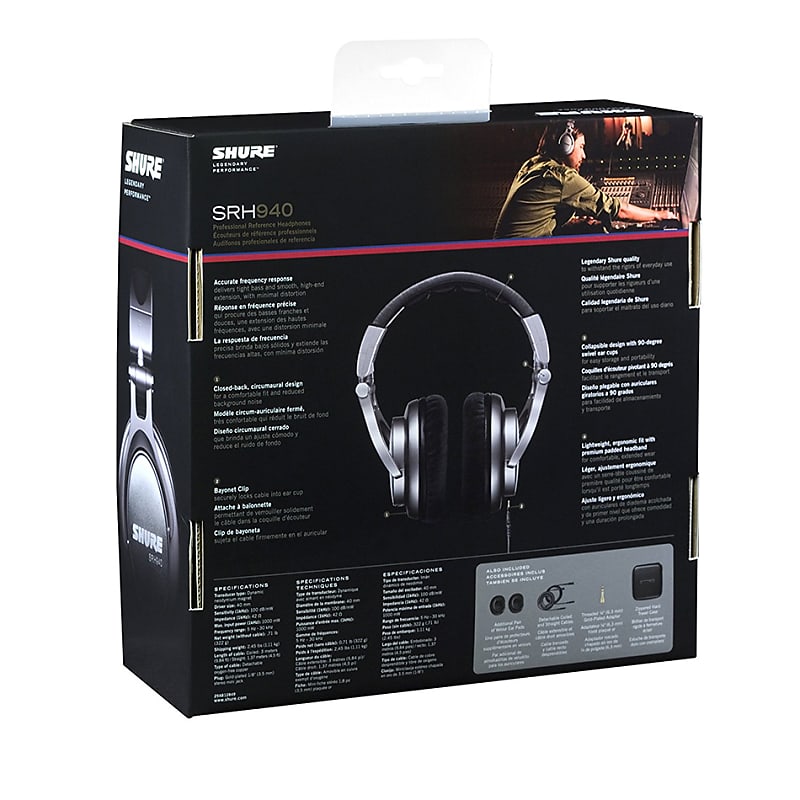 Shure - SRH940 Professional Reference Headphones (Silver) image 1