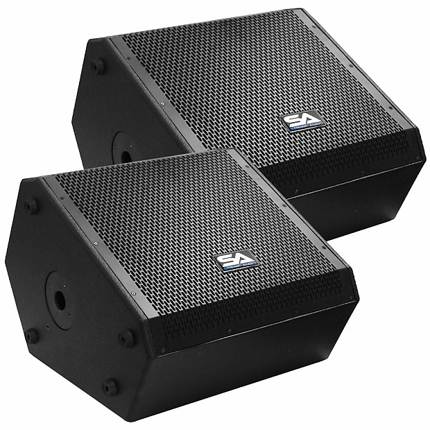 Seismic Audio SAX-15M-PAIR Compact Passive 1x15" 300w 2-Way Titanium Horn Speakers (Pair) image 1