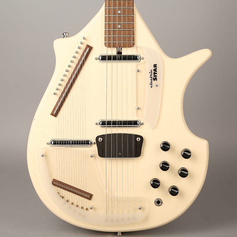 Jerry Jones Master Electric Sitar 2002 White Gator Crackle Reverb