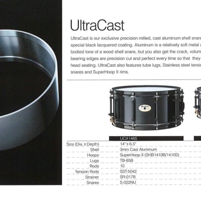 Pearl Ultracast 'UCA1465' 14x6.5" Cast Aluminium Snare Drum - 2002 image 5