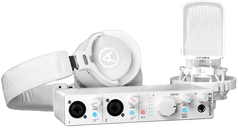 Arturia MiniFuse Recording Pack, White with EF1 Headphones and CM1 Microphone image 1