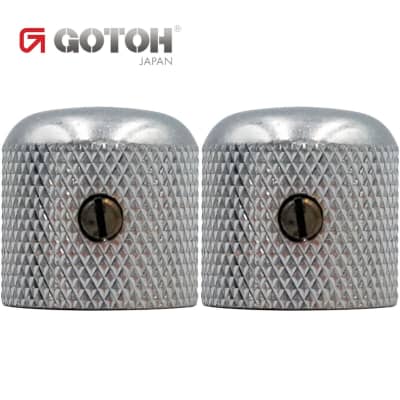 NEW (2) Gotoh Control Knob Metal DOME Bass/Guitar for 1/4 inch USA - AGED CHROME