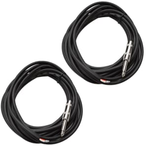 Seismic Audio QRW15PAIR 16-Gauge Raw Wire to 1/4" TRS Speaker Cable - 15' (2-Pack)