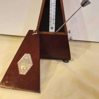 Fully Restored French Paquet Antique Maelzel Bell Metronome Walnut / Fruitwood, Has Solid SilverTrim image 2