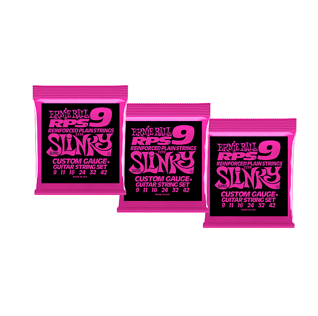 3 pack Ernie Ball Super Slinky RPS Reinforced Nickel Wound Reverb