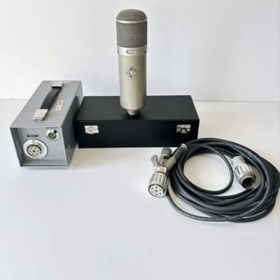 Vintage Telefunken U47 short body mic system including original K47 capsule, VF14 tube. Comes with Neumann swivel mount cable, grosser NG psu and u47 replica mic box. Wav files available image 1