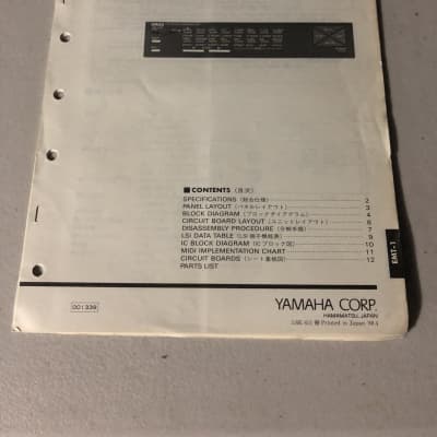 Yamaha  EMT-1 FM Sound Expander Service Manual 1988